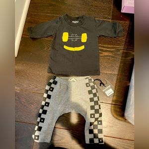 Mini Munster long sleeved shirt and pants. 0-3m NEW w TAGS